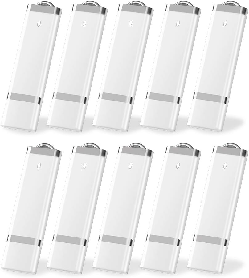 1GB Flash Drive 10 Pack – KEXIN White USB 2.0 Memory Stick for Documents & Files