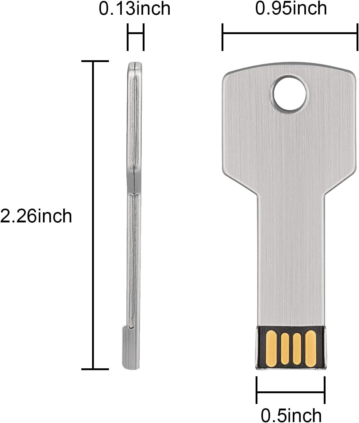 Key-Shaped USB Flash Drive 10-Pack – 32GB USB 2.0 Metal Pen Drives, Silver Finish