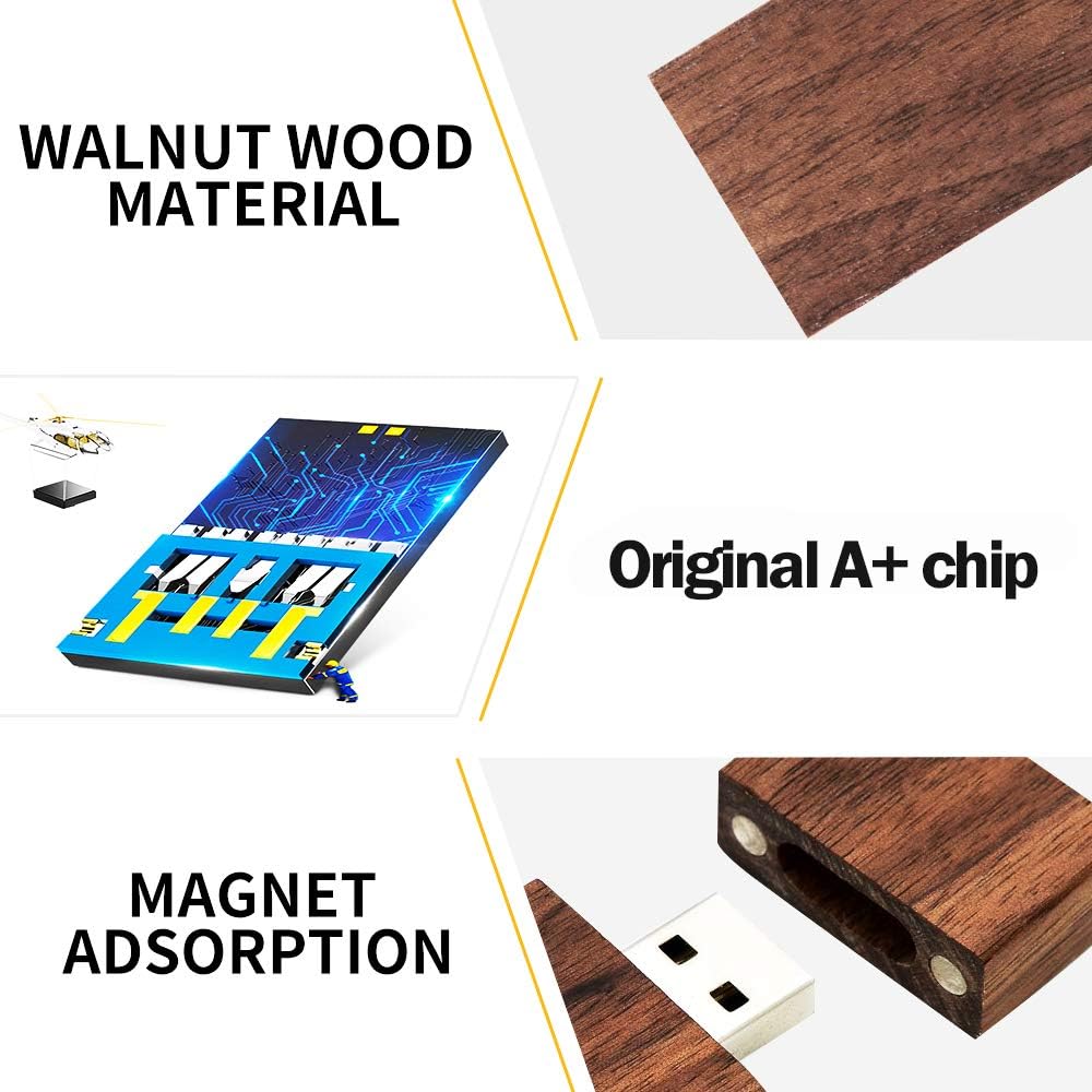 32GB Wooden USB 2.0 Flash Drives – EASTBULL 10-Pack Walnut Memory Sticks for File Storage & Sharing