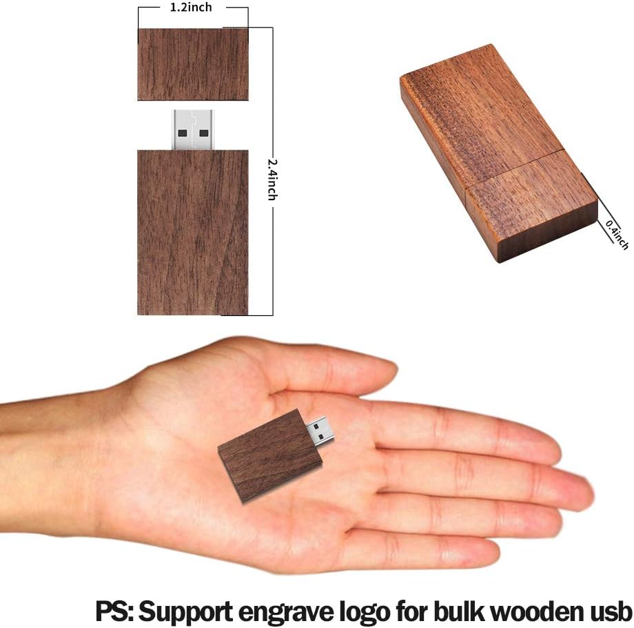 32GB Wooden USB 2.0 Flash Drives – EASTBULL 10-Pack Walnut Memory Sticks for File Storage & Sharing