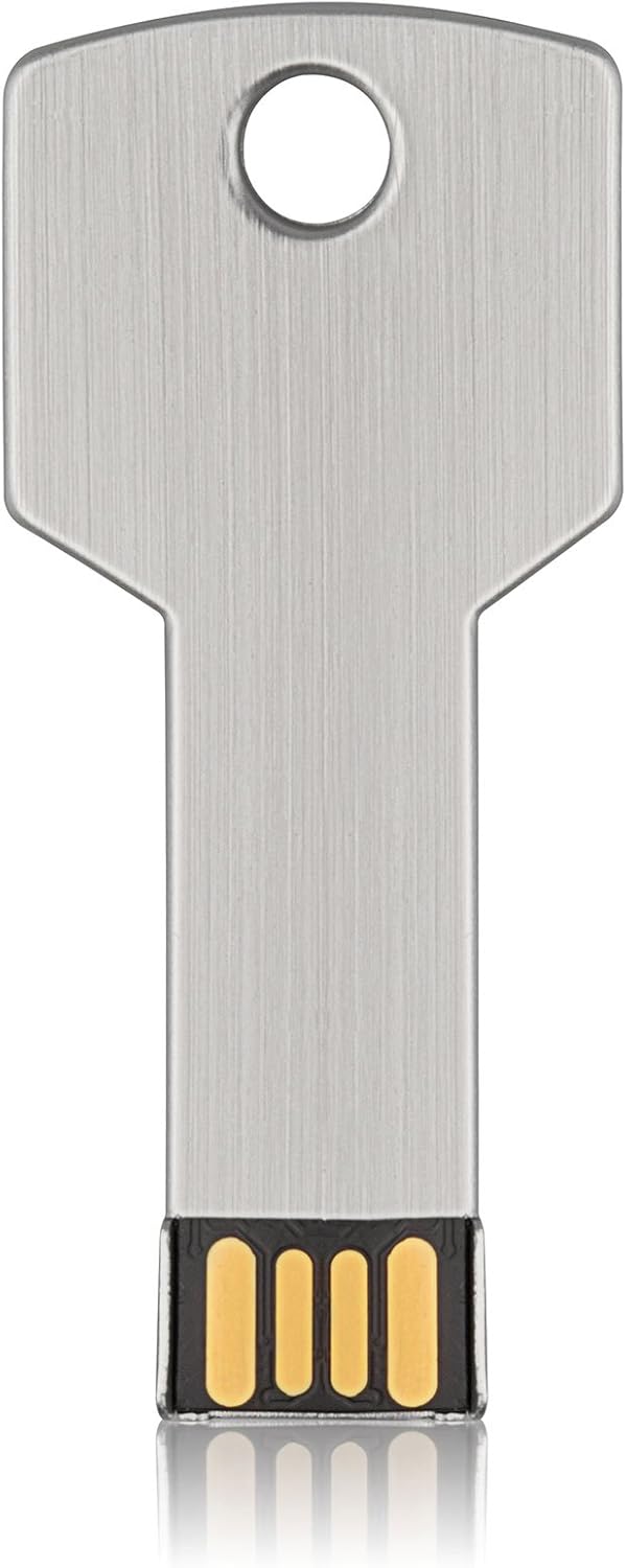 Key-Shaped USB Flash Drive 10-Pack – 32GB USB 2.0 Metal Pen Drives, Silver Finish