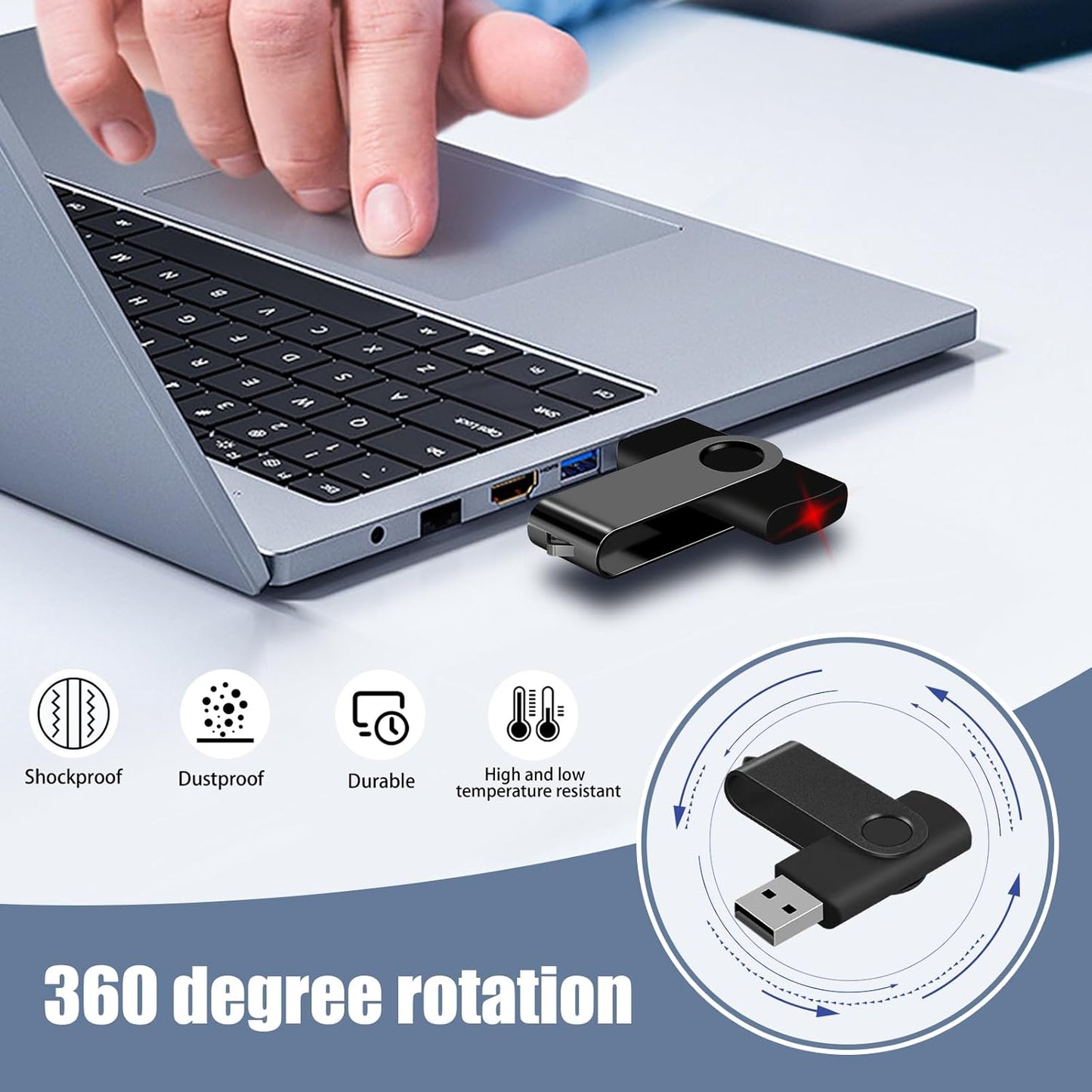 8GB USB Flash Drives – 20 Pack USB 2.0 Thumb Drives with Lanyards, Black Bulk Memory Sticks for Storage & Backup
