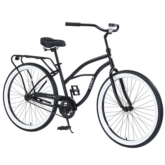 Single Speed Bicycles 26'Inch,Steel Frame, Wide Wheels for Stability, Rear Coaster Brakes,Multiple Colors Men's Beach Cruiser Bike