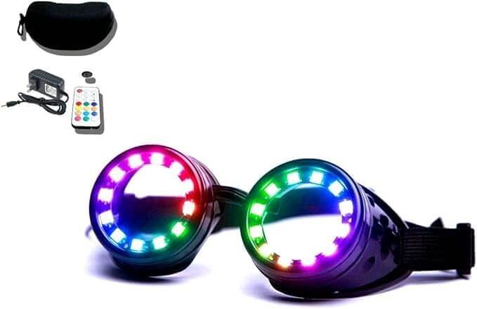 LED Goggles Glasses Light Up EDM Colorful Flashing Glow Cyberpunk