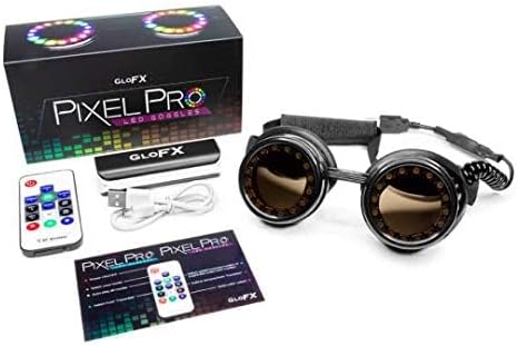 GloFX LED Pixel Pro Goggles [350+ Epic Modes] - Programmable Rechargeable Light Up EDM Festival Rave Party Sunglasses