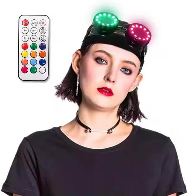 LED Goggles Glasses Light Up EDM Colorful Flashing Glow Cyberpunk