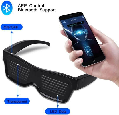 led glasses with app control bluetooth support and button shows