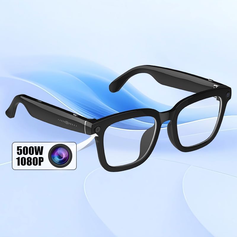 AI Smart Camera Glasses: HD 1080P Video Recording and Photo Taking, Translation, Assistant Conversation, Suitable for Outdoor and Indoor, Cycling, Hiking Travel (Black Sunglasses)