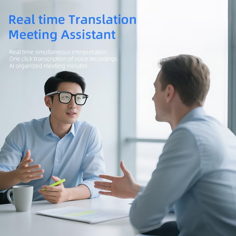 AI Smart Camera Glasses: HD 1080P Video Recording and Photo Taking, Translation, Assistant Conversation, Suitable for Outdoor and Indoor, Cycling, Hiking Travel (Black Sunglasses)