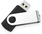 USB Flash Drive 2GB swivel thumb drive with black body and silver clip, ideal for file storage and transfer.