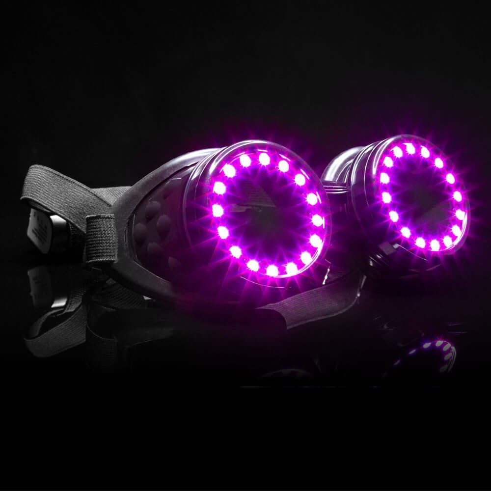 GloFX LED Pixel Pro Goggles [350+ Epic Modes] - Programmable Rechargeable Light Up EDM Festival Rave Party Sunglasses