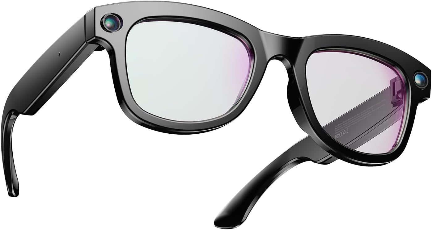 1080P HD AI Smart Camera Glasses, 800W Camera Bluetooth 5.4 Recording Glasses, Dual Mic ENC Noise Reduction, Blue Light Filtering Lenses, Video Glasses with Men and Women, M01Pro White