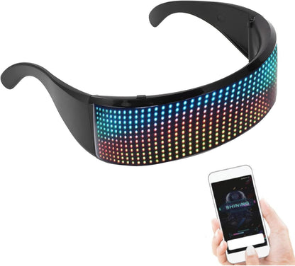 LED Glasses Bluetooth RGB Light Up Smart Glasses 4 Display Modes