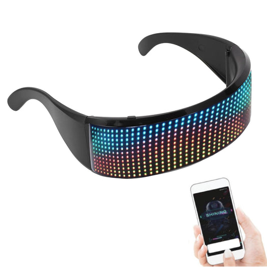 LED Glasses Bluetooth RGB Light Up Smart Glasses 4 Display Modes