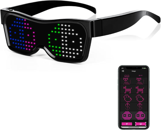 LED Glasses – Bluetooth App-Controlled, 60 Colors, Party Glasses