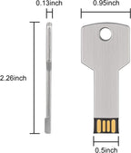 Key-Shaped USB Flash Drive 10-Pack – 32GB USB 2.0 Metal Pen Drives, Silver Finish
