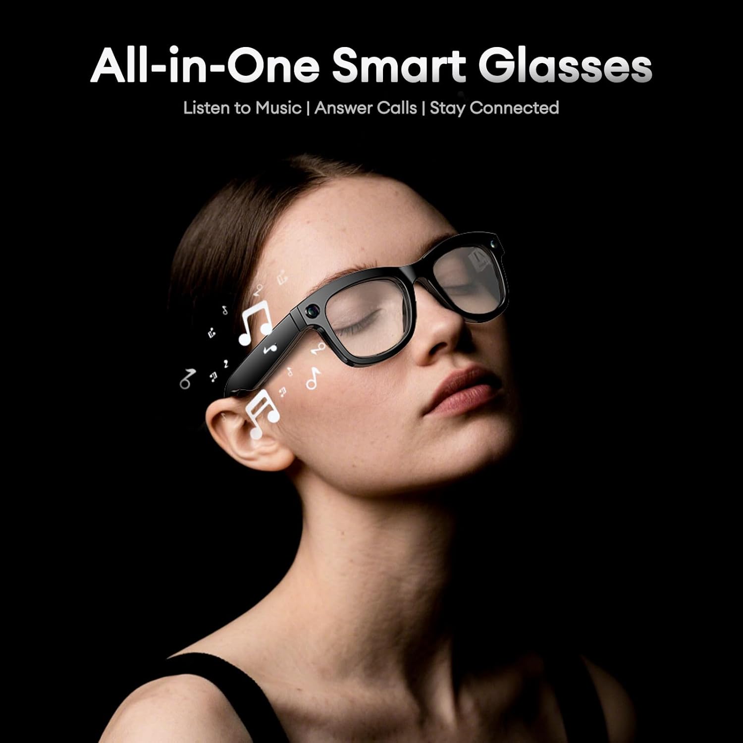 1080P HD AI Smart Camera Glasses, 800W Camera Bluetooth 5.4 Recording Glasses, Dual Mic ENC Noise Reduction, Blue Light Filtering Lenses, Video Glasses with Men and Women, M01Pro White