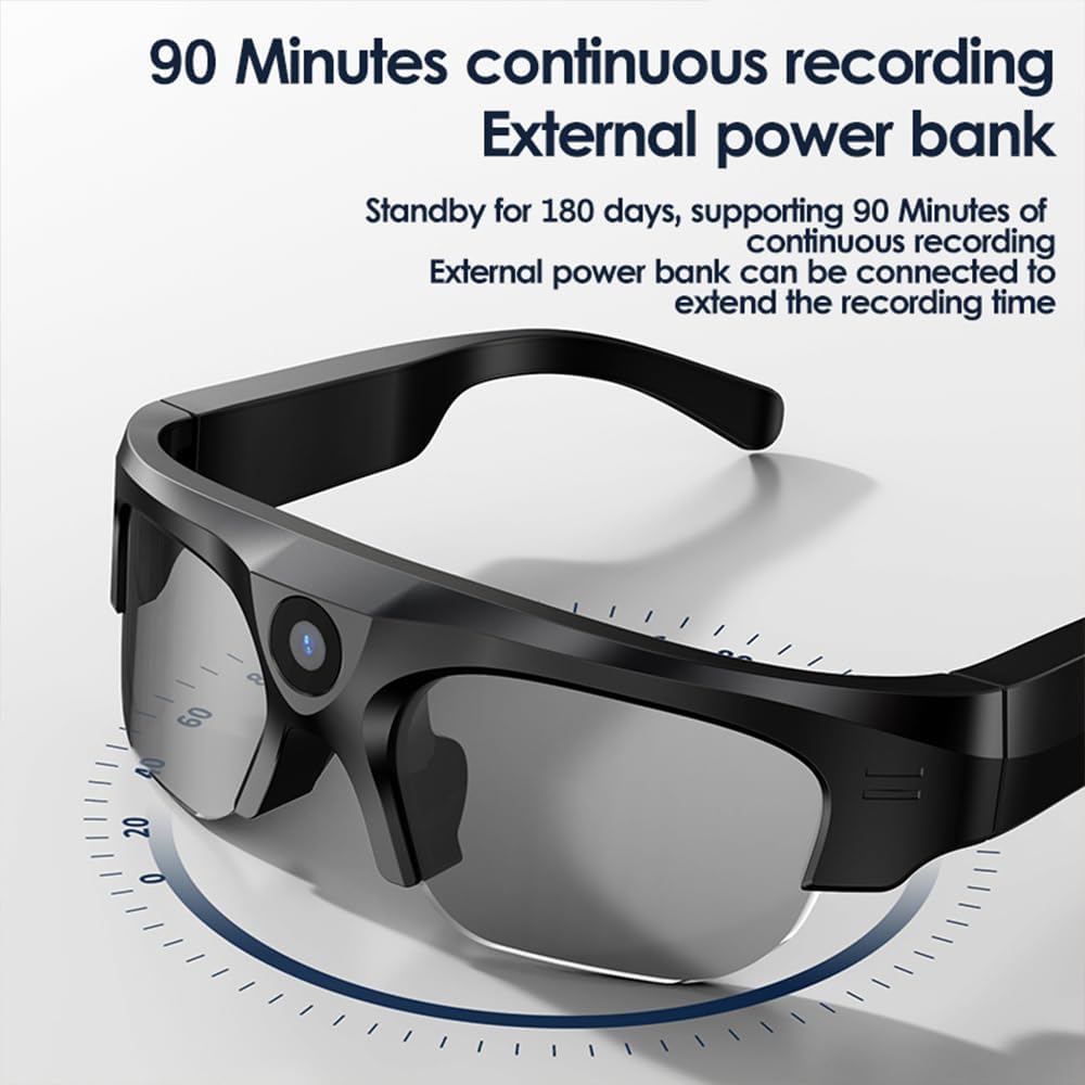 XV16 camera smart glasses 4K Camera Glasses, 2025 AI Smart Sunglasses with Camera, Video Glasses with UV Protection for Outdoor Activities & Travel, Sports & Action Video Cameras