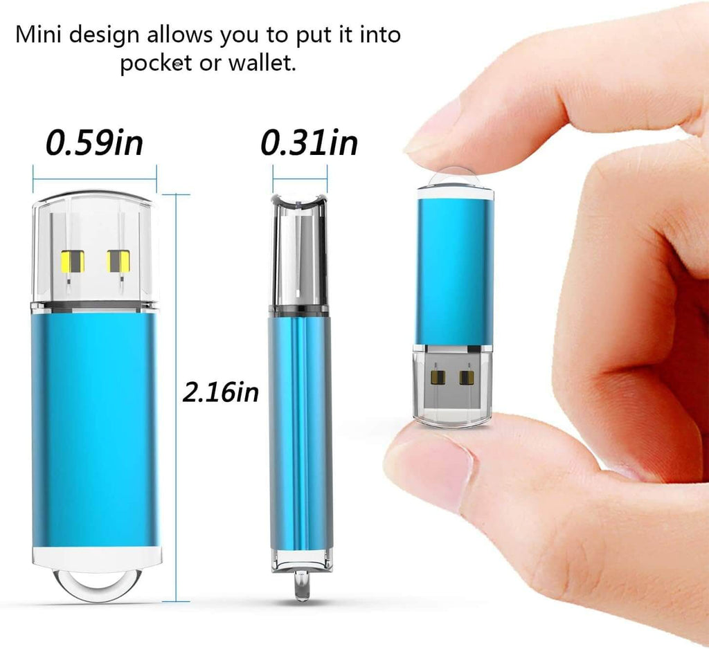 5 Pack 64GB USB Flash Drive mini design shown in hand for easy portability and storage