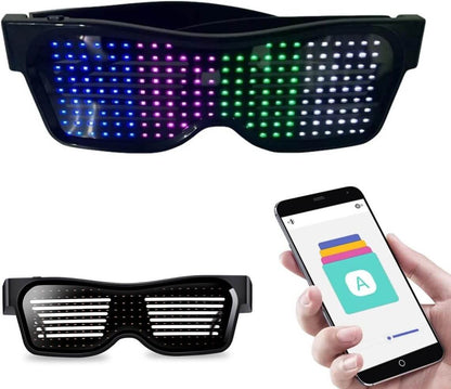 LED Glasses Light Up Glasses with customizable LED patterns and smartphone app control.