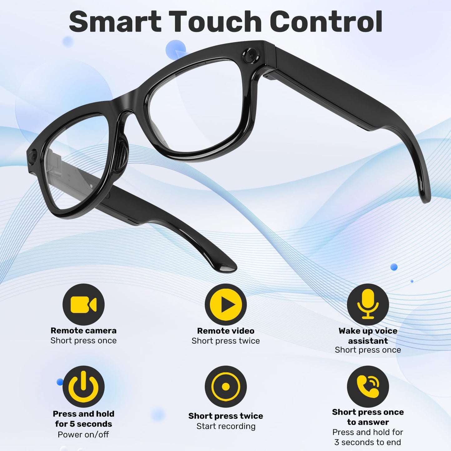 M02 Upgraded AI Smart Glasses 1080P Video Audio, Real-Time Translation