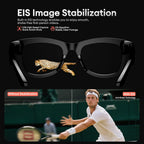 M01Pro Smart Camera Glasses showcasing EIS image stabilization for smooth first-person videos and quick action shots.