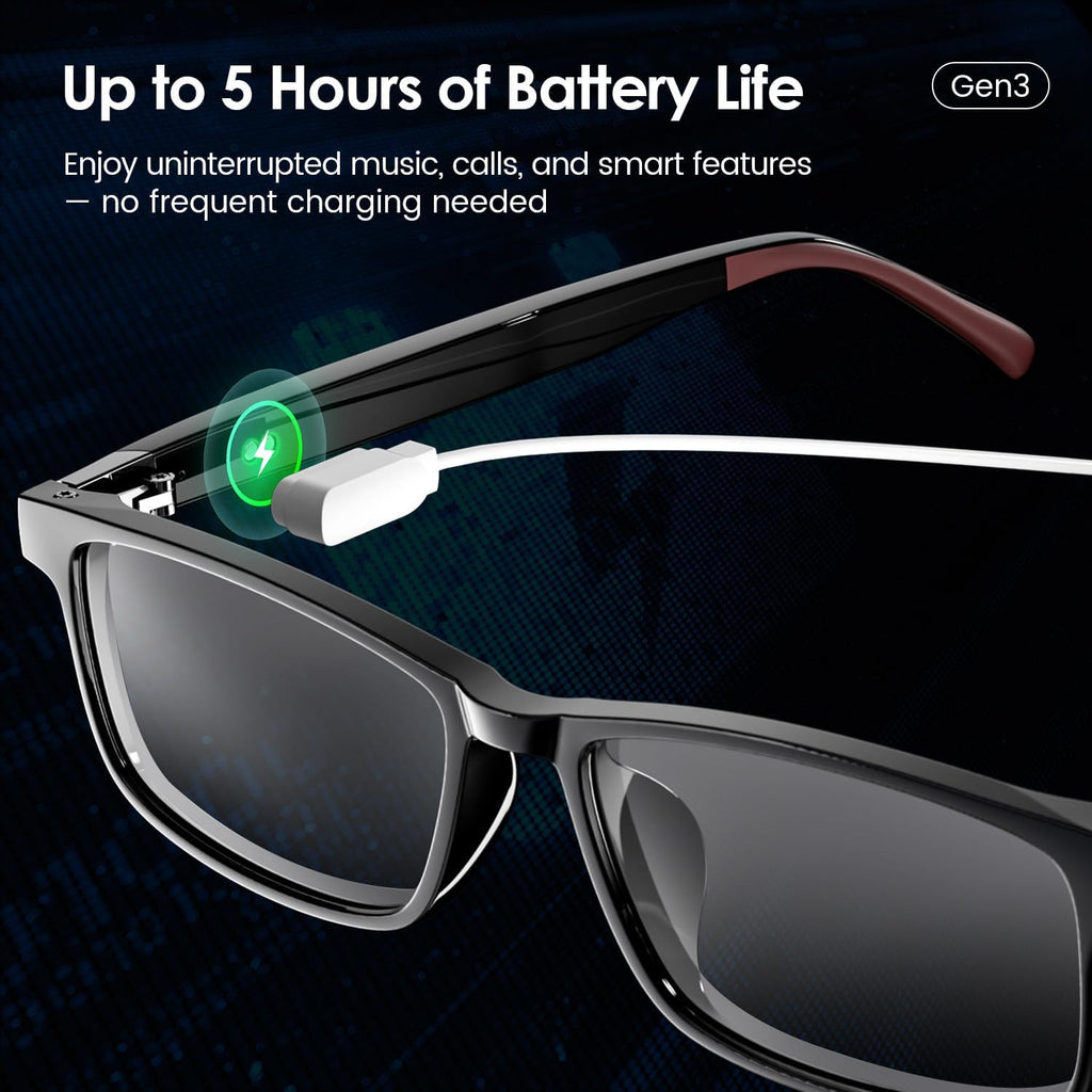 Gen3 Smart Translation Glasses – Bluetooth Glasses with Dual Temples (Bluetooth+Standard), Real-Time AI Interpreter, Touch Control, Voice Assistant – Lightweight for Travel, Work, Business
