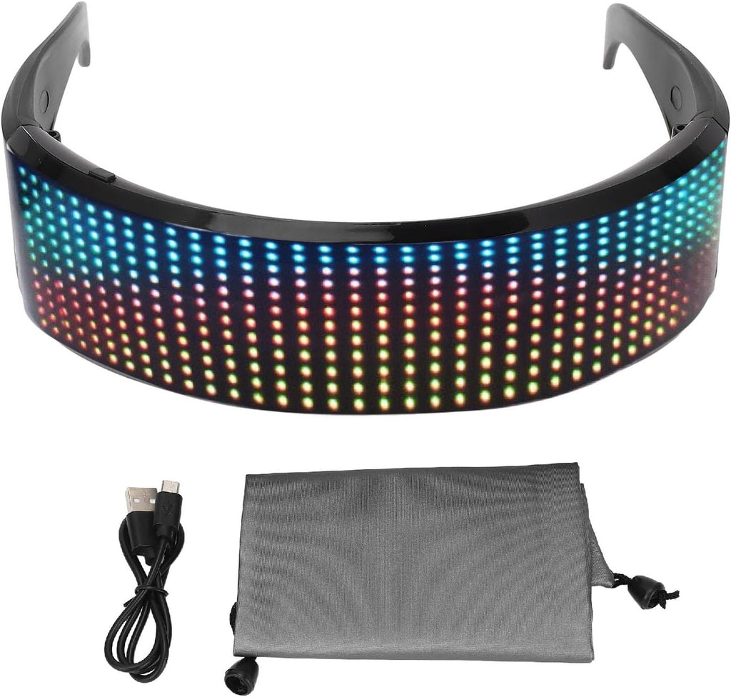 Yunir LED Glasses, Bluetooth Customizable RGB Light Up Glasses with 4 Display Modes, High Brightness, APP Controlled Smart Glasses, for Party Festival Cosplay