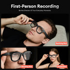 M01Pro Smart Camera Glasses capturing first-person shots for everyday moments in a stylish design.