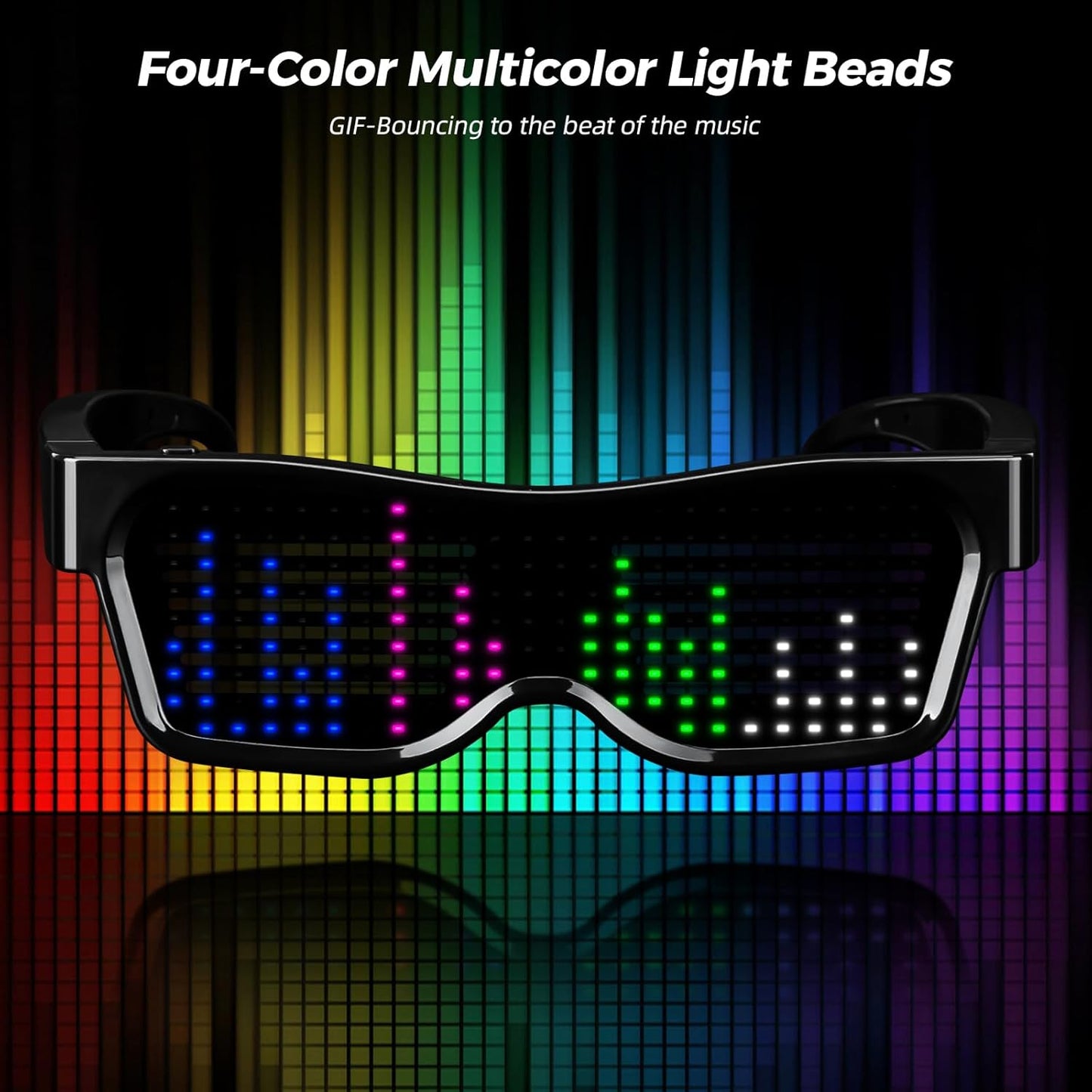 LED Glasses – Bluetooth App-Controlled, 60 Colors, Party Glasses