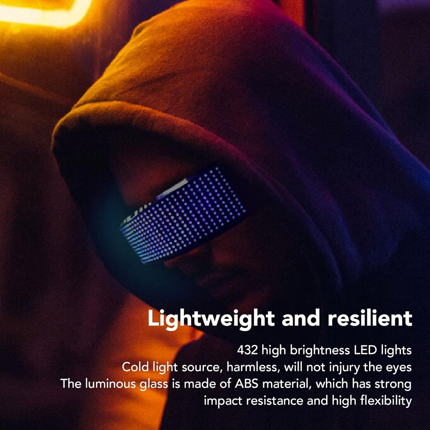 LED Glasses Bluetooth RGB Light Up Smart Glasses 4 Display Modes