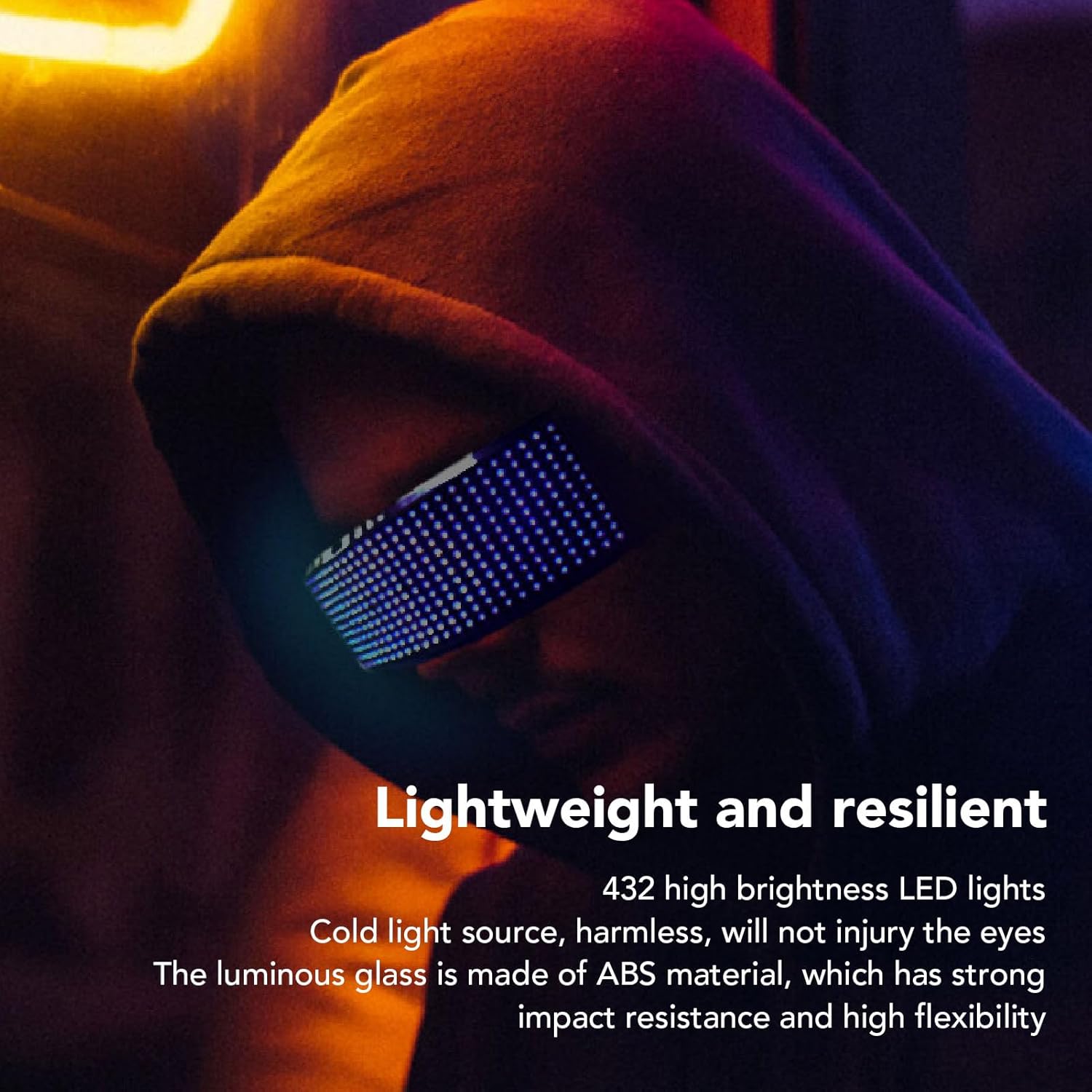 Yunir LED Glasses, Bluetooth Customizable RGB Light Up Glasses with 4 Display Modes, High Brightness, APP Controlled Smart Glasses, for Party Festival Cosplay