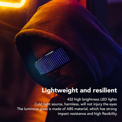 LED Glasses Bluetooth RGB Light Up Smart Glasses 4 Display Modes