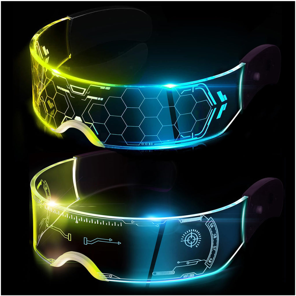 CLZFXS Led Glasses Light Up Glasses Led Visor Glasses 7 colors and 4 modes, Luminous Glasses for Halloween Cosplay Party Bar