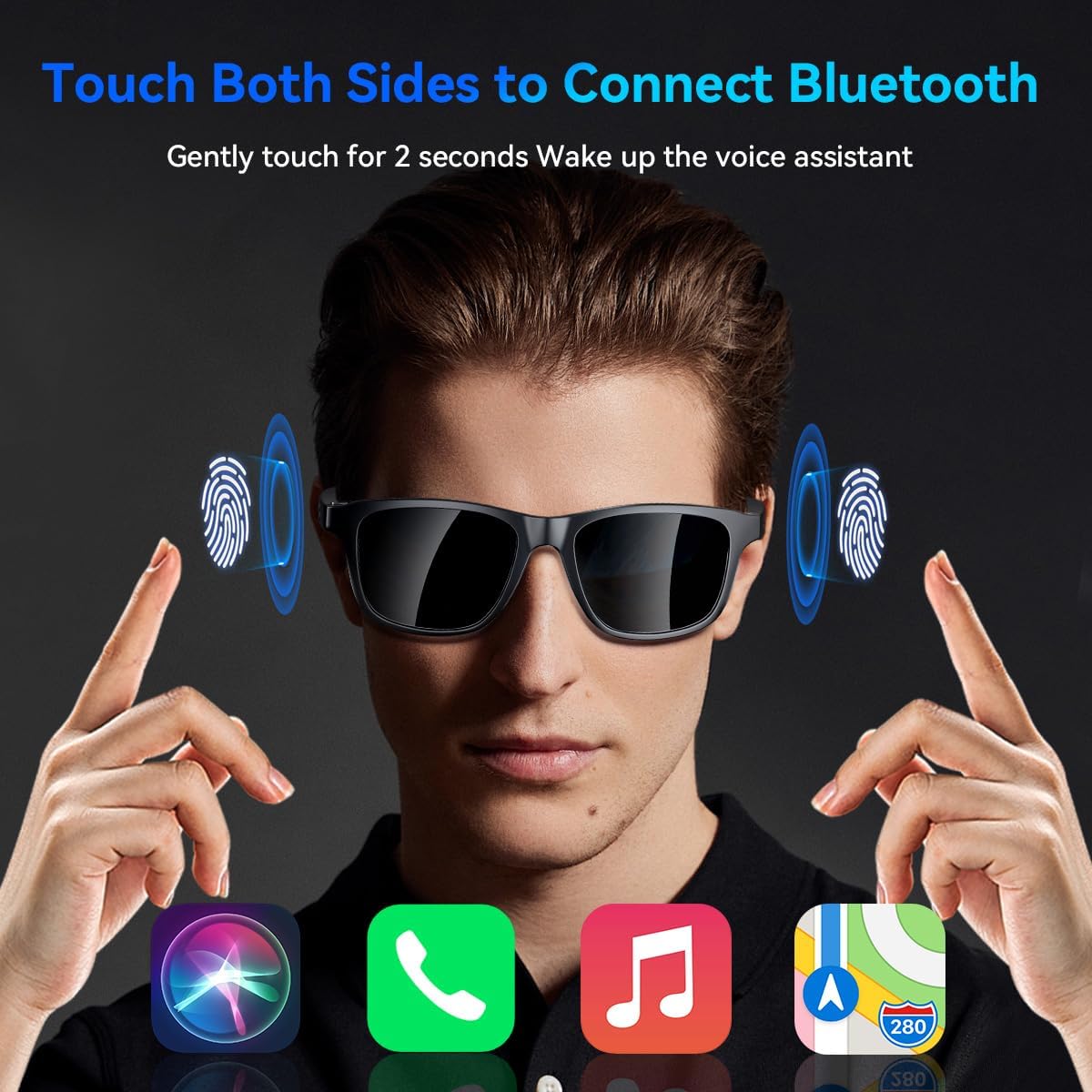 Smart Glasses for Women Men,Bluetooth Glasses with Photochromic Lenses,Built-in Mic & Speakers,Anti-Blue Light Lens with Hands-Free Listening Voice Control,Perfect for Indoor Outdoor