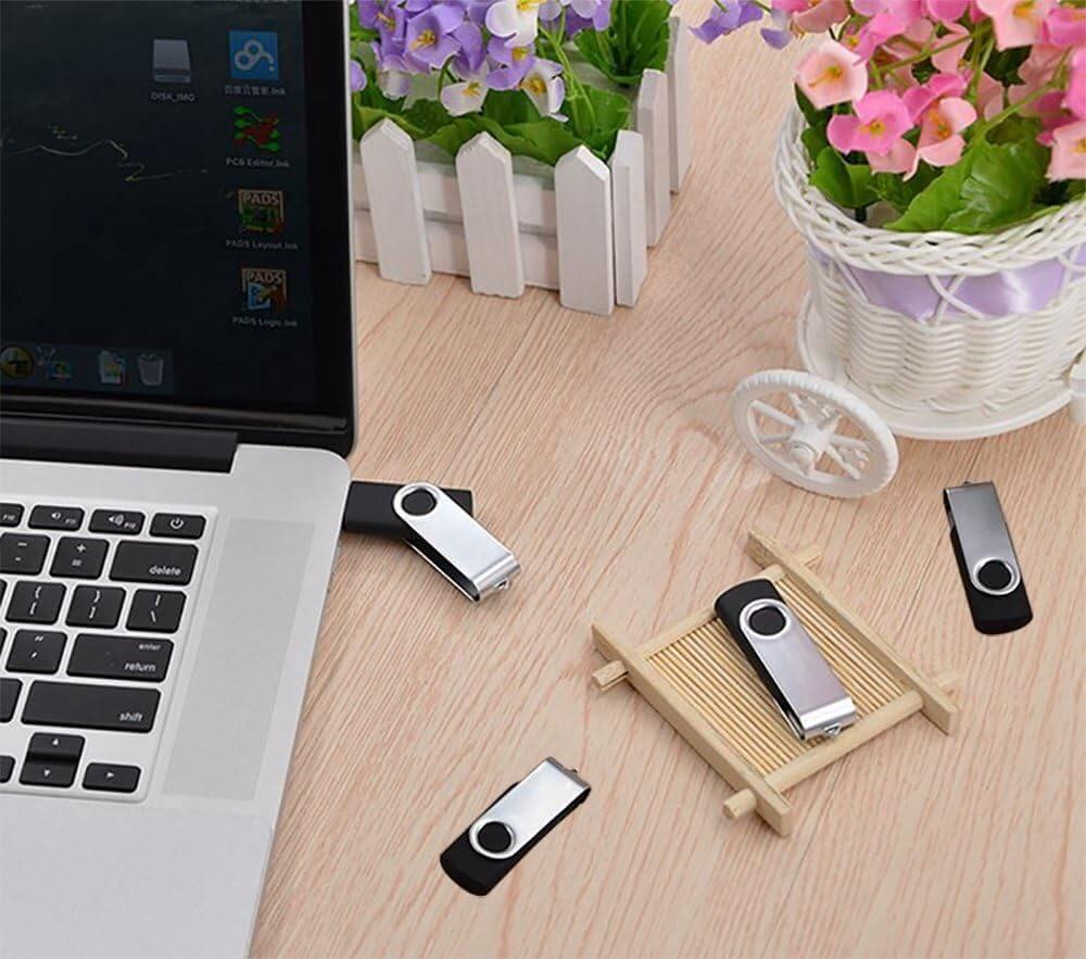 USB Flash Drive 2GB 20 Pack displayed beside a laptop, ideal for file organization and branding.