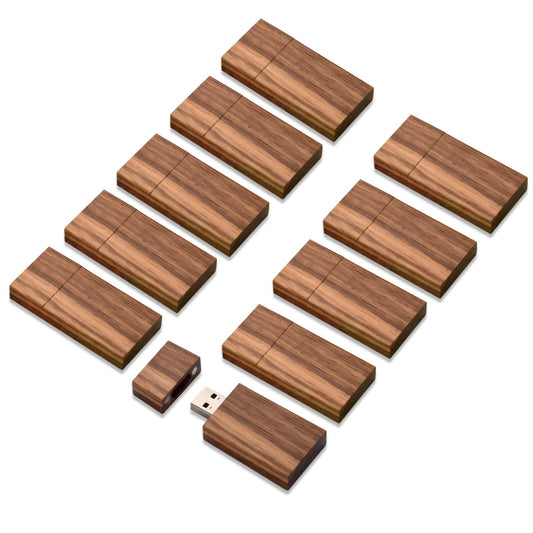 TATMOHIK USB 2.0 Wood Flash Drives 2GB – 10-Pack Walnut Thumb Drives for Business, Photography, DIY Gifts
