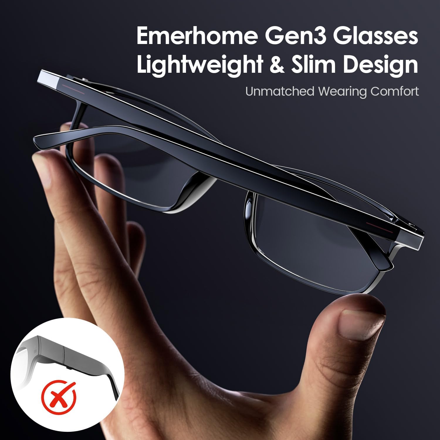 Gen3 Smart Translation Glasses – Bluetooth Glasses with Dual Temples (Bluetooth+Standard), Real-Time AI Interpreter, Touch Control, Voice Assistant – Lightweight for Travel, Work, Business