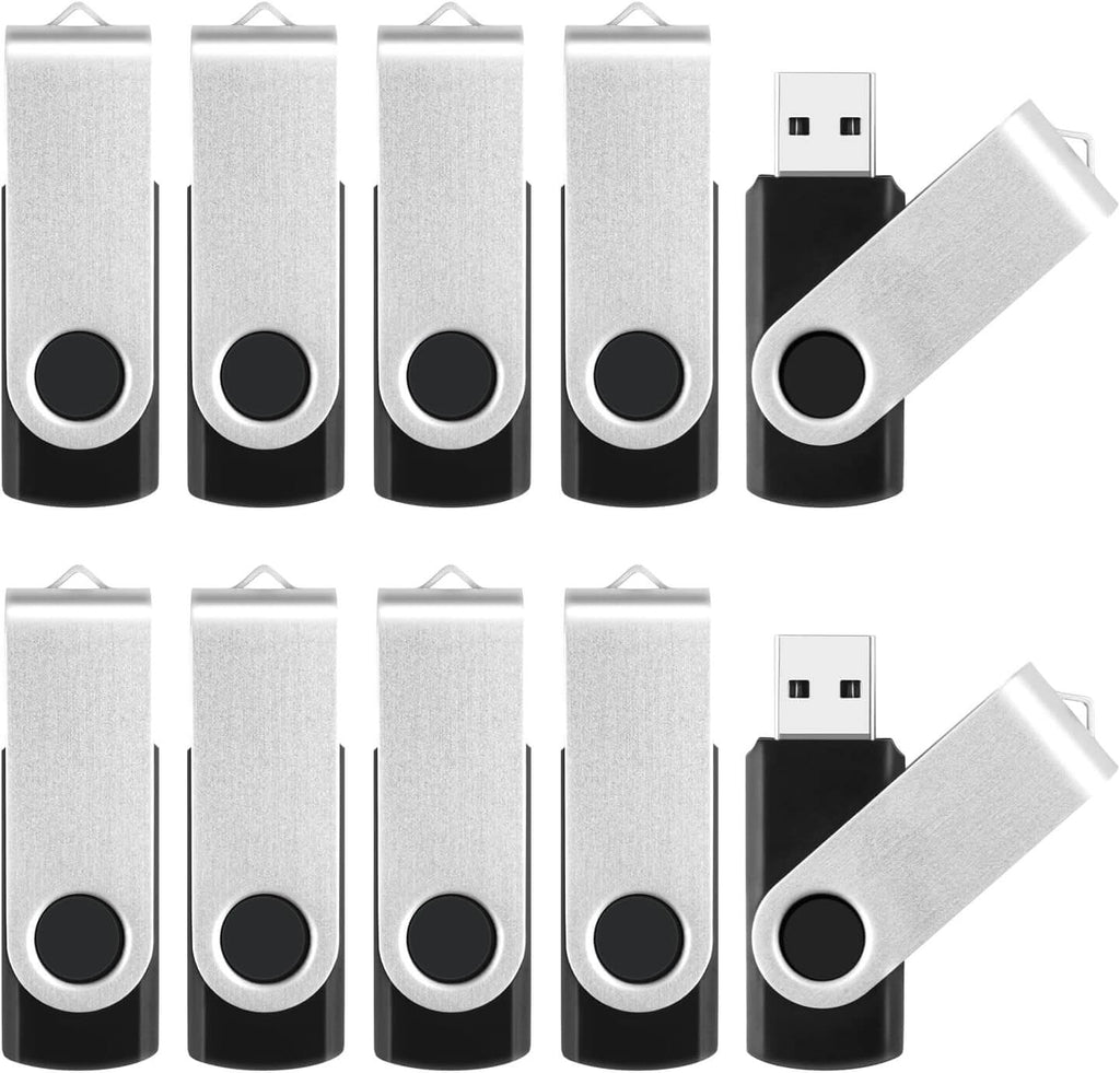 10 pack of black swivel usb flash drive