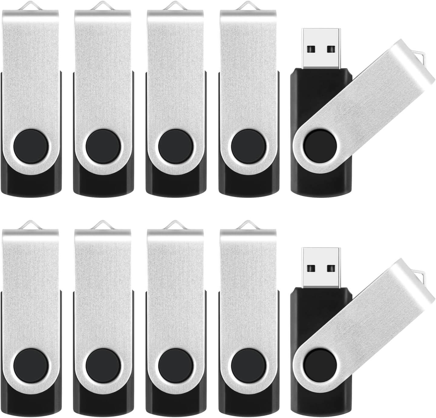 10 pack of black swivel usb flash drive