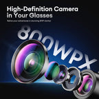 M01Pro Smart Camera Glasses showcase high-definition lenses for 1080P HD video recording and immersive perspectives.