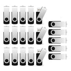 USB Flash Drive 2GB 20 Pack, bulk USB 2.0 swivel thumb drives in a grid layout.