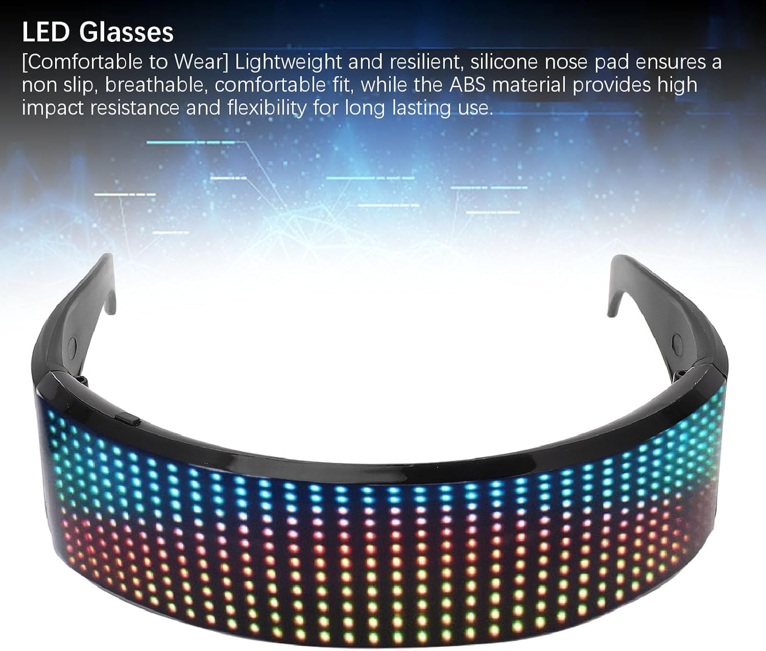 Yunir LED Glasses, Bluetooth Customizable RGB Light Up Glasses with 4 Display Modes, High Brightness, APP Controlled Smart Glasses, for Party Festival Cosplay