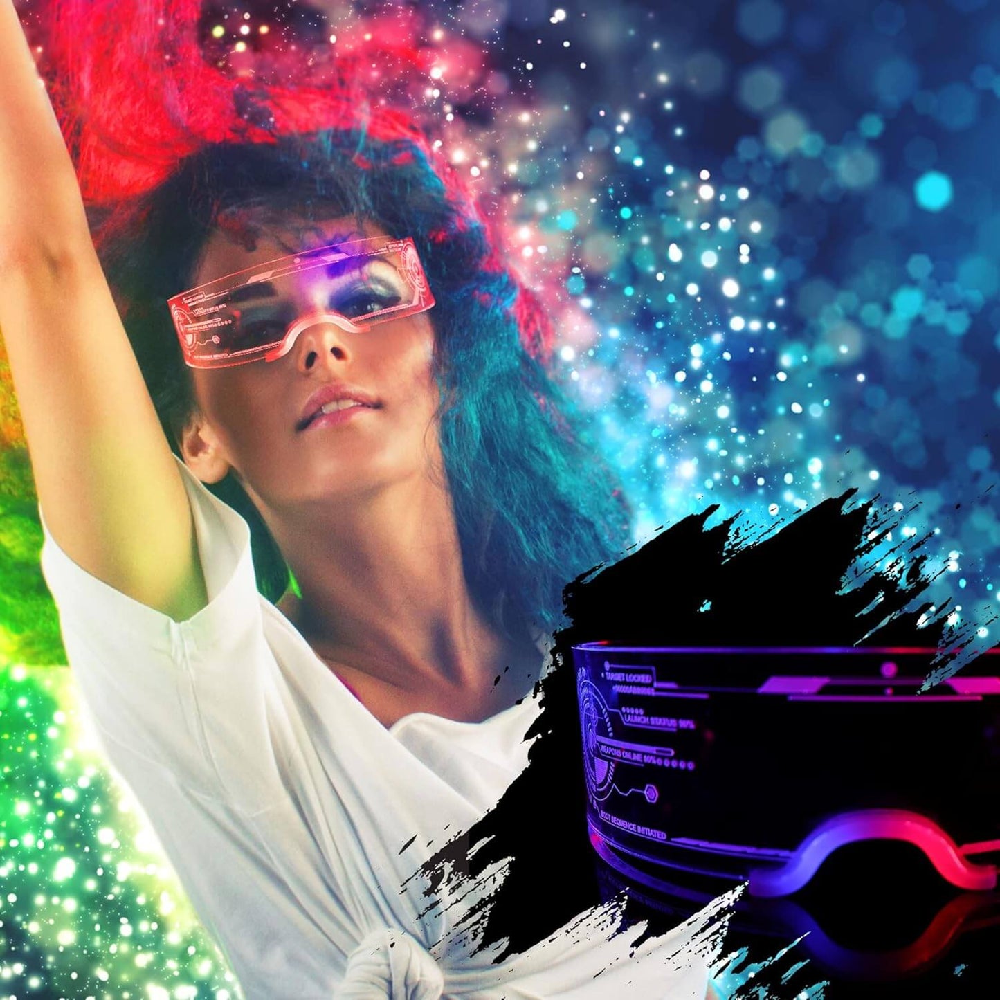 Light Up LED Party Glasses, Futuristic Honeycomb Luminous Glasses