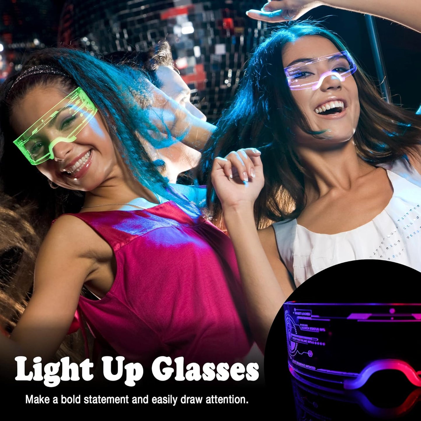Light Up LED Party Glasses, Futuristic Honeycomb Luminous Glasses
