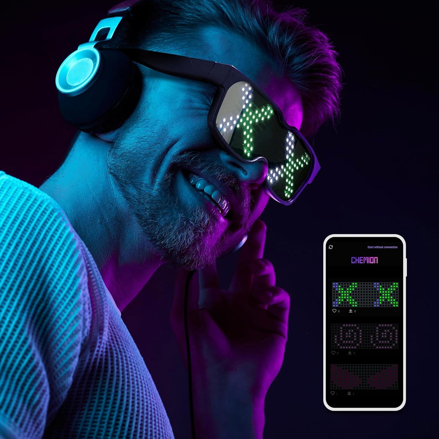 LED Glasses – Bluetooth Customizable Light Up Glasses for Parties